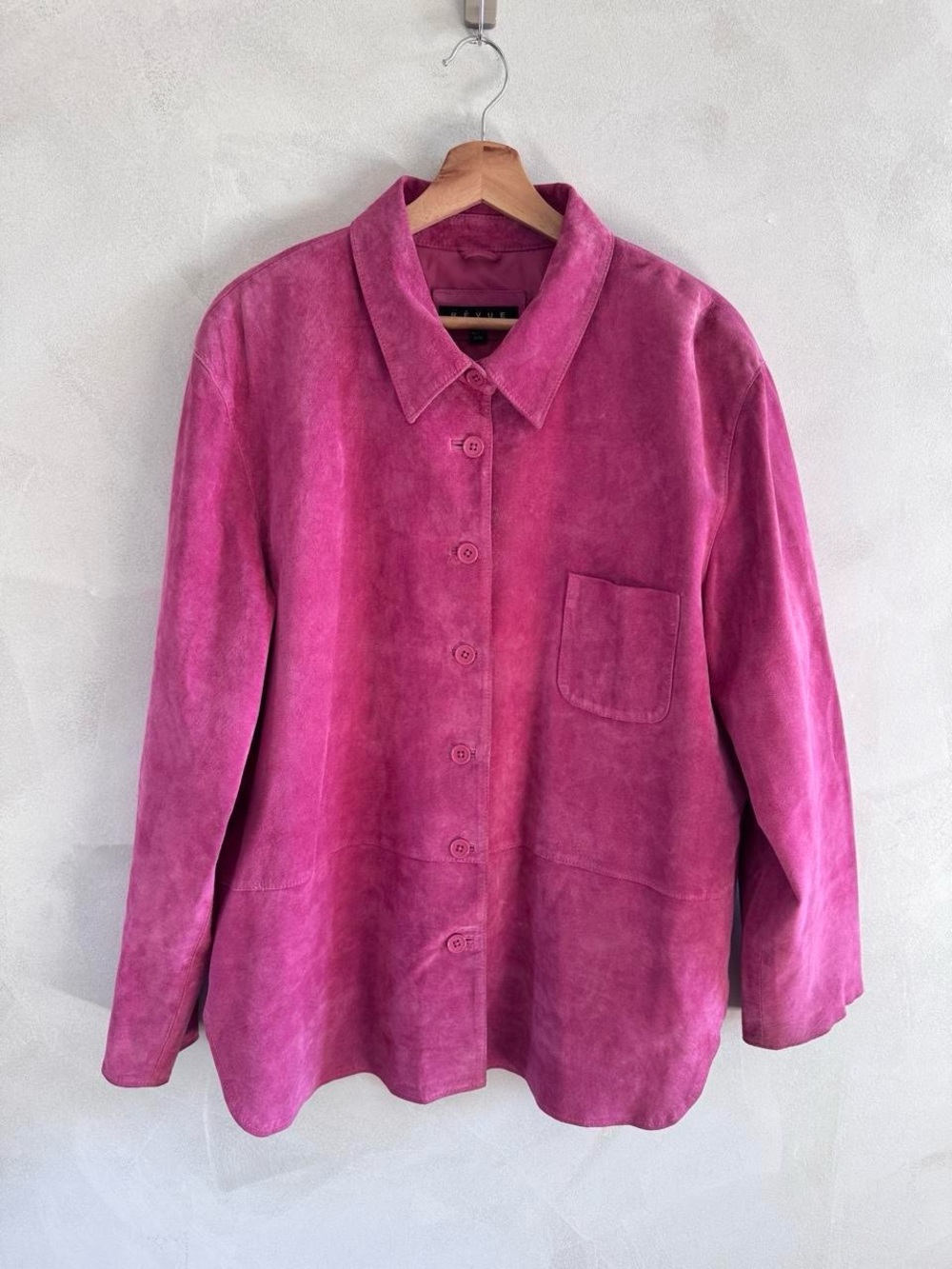 Women's Fuchsia Suede Button-Up Jacket - Size XL